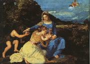 Madonna and Child with the Young St.John the Baptist St.Catherine  Titian